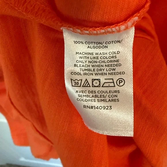 LOFT NWT Women's Orange Ruffle Sleeve Top - Picture 6 of 6